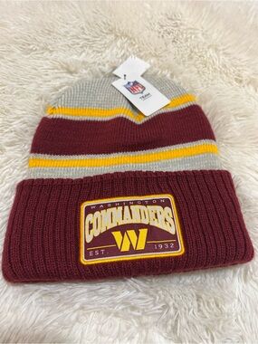 NFL Washington Commanders NWT Adult Knit Beanie - Burgundy/Gray/Gold